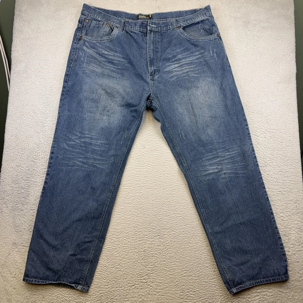 Jinzu Jeans Mens 44x32 Blue‎ Relaxed Fit Straight Denim Studded Back 46 Tag